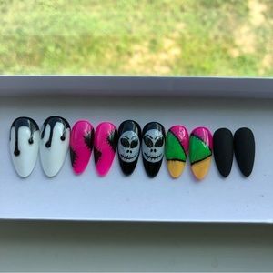 Halloween press on nails | gel press on | High quality | medium almond | code 18